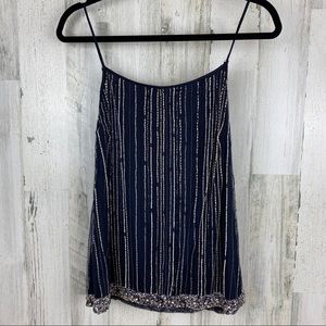 Badgley Mischka navy beaded camisole Size M NWT